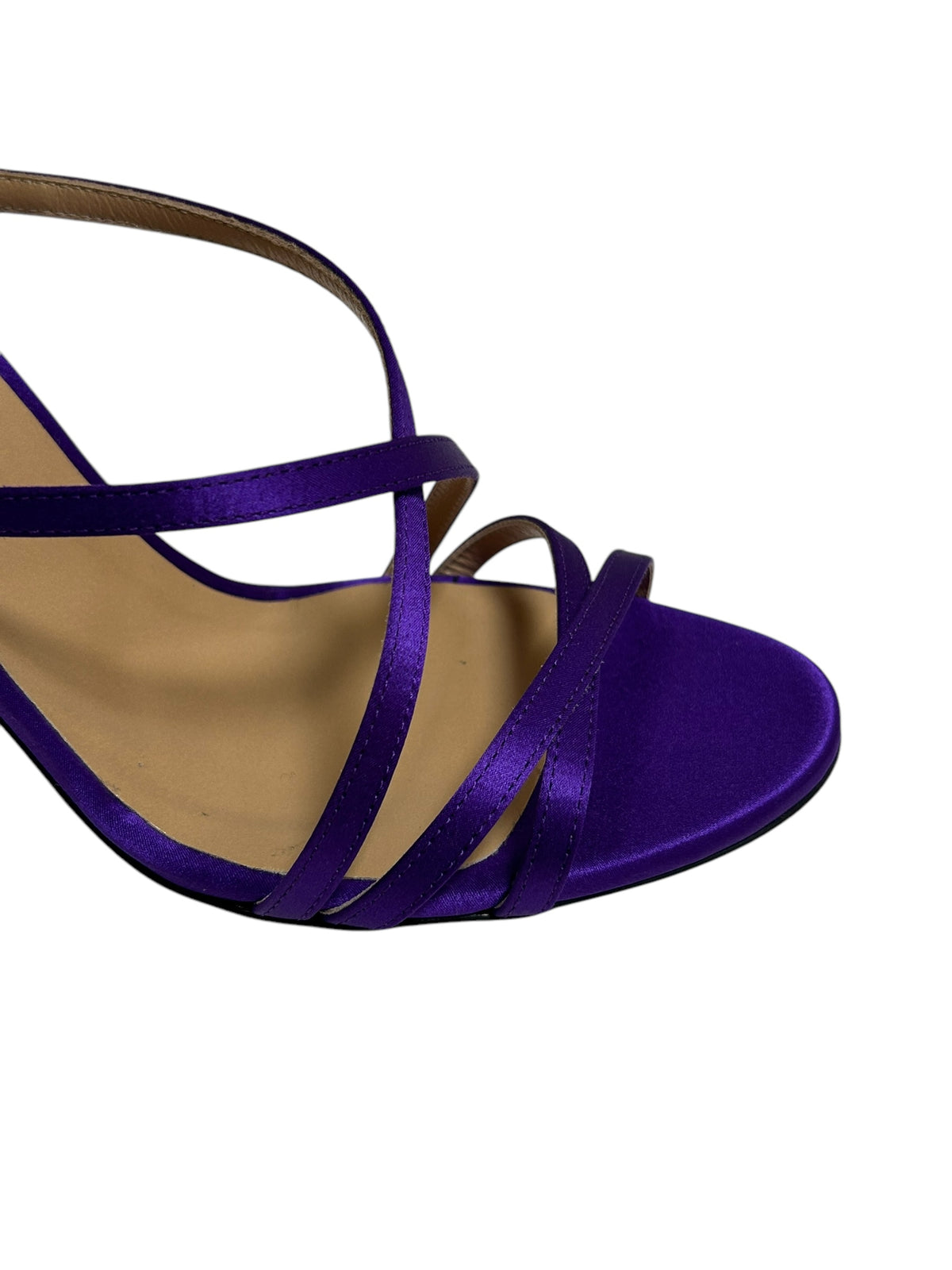 Sandales à talons satinées 90 et brides multiples en soie - Purple