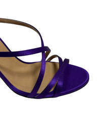 Sandales à talons satinées 90 et brides multiples en soie - Purple