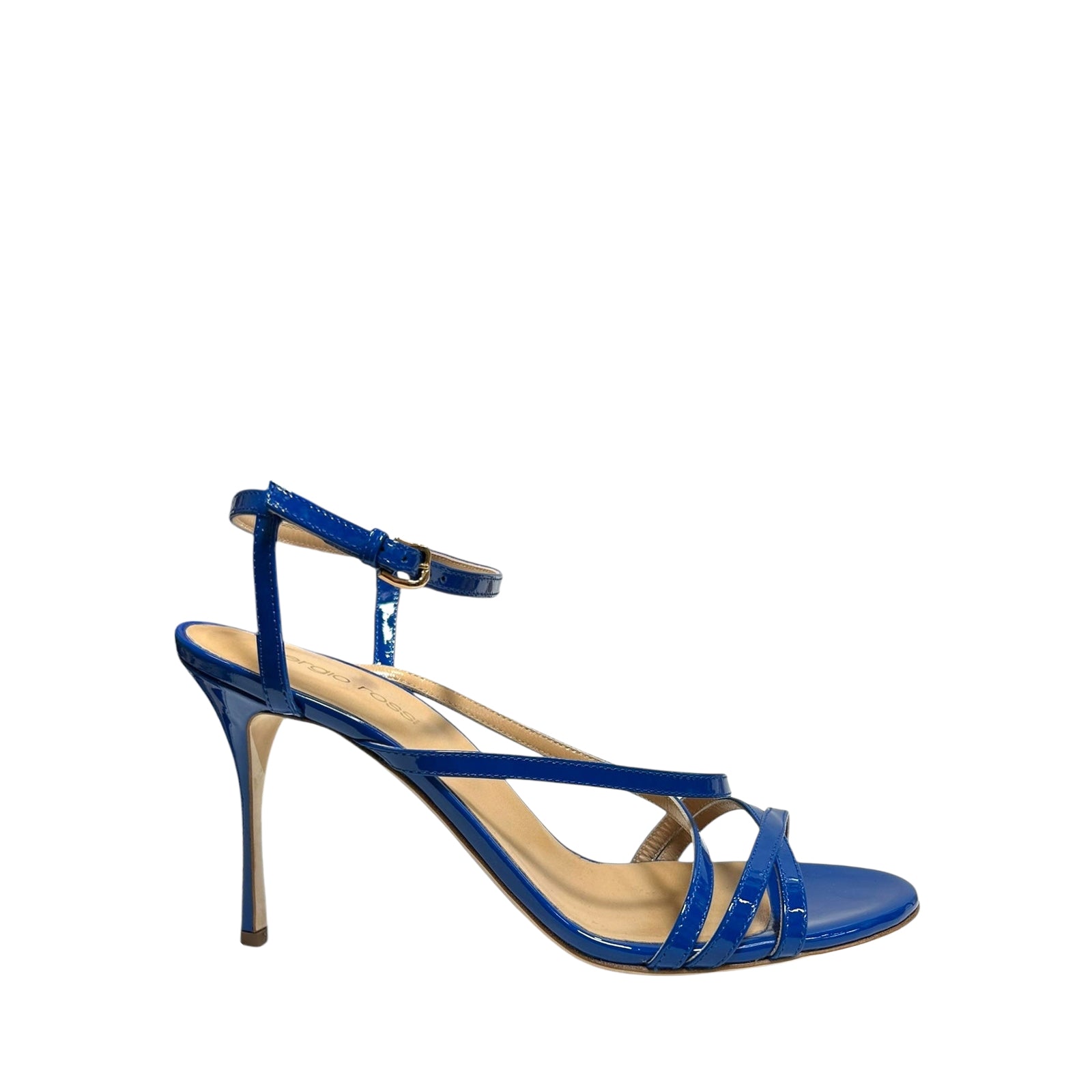 Sandales à talons Bon Ton 90 en cuir - Lapislazzuli