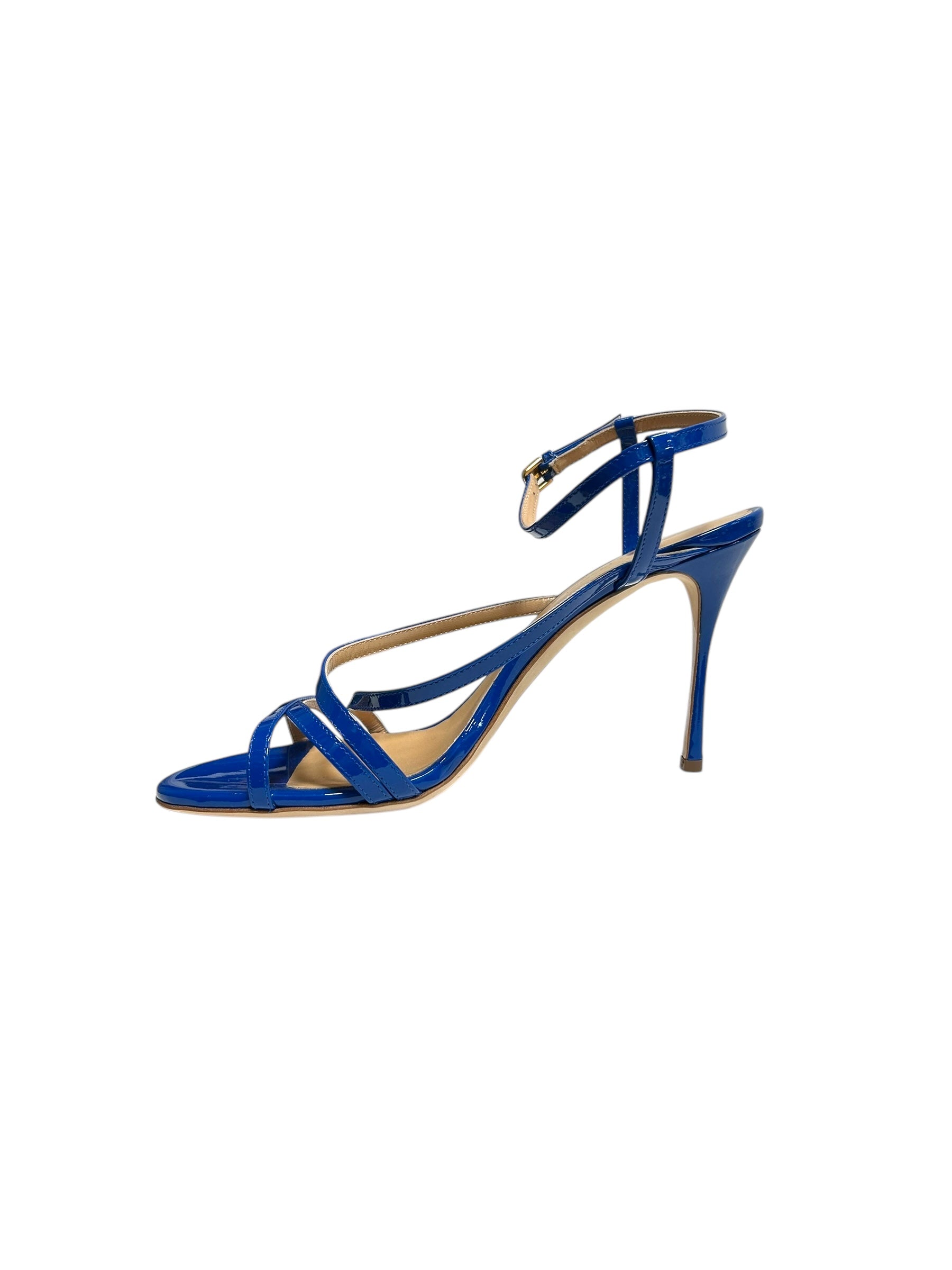 Sandales à talons Bon Ton 90 en cuir - Lapislazzuli