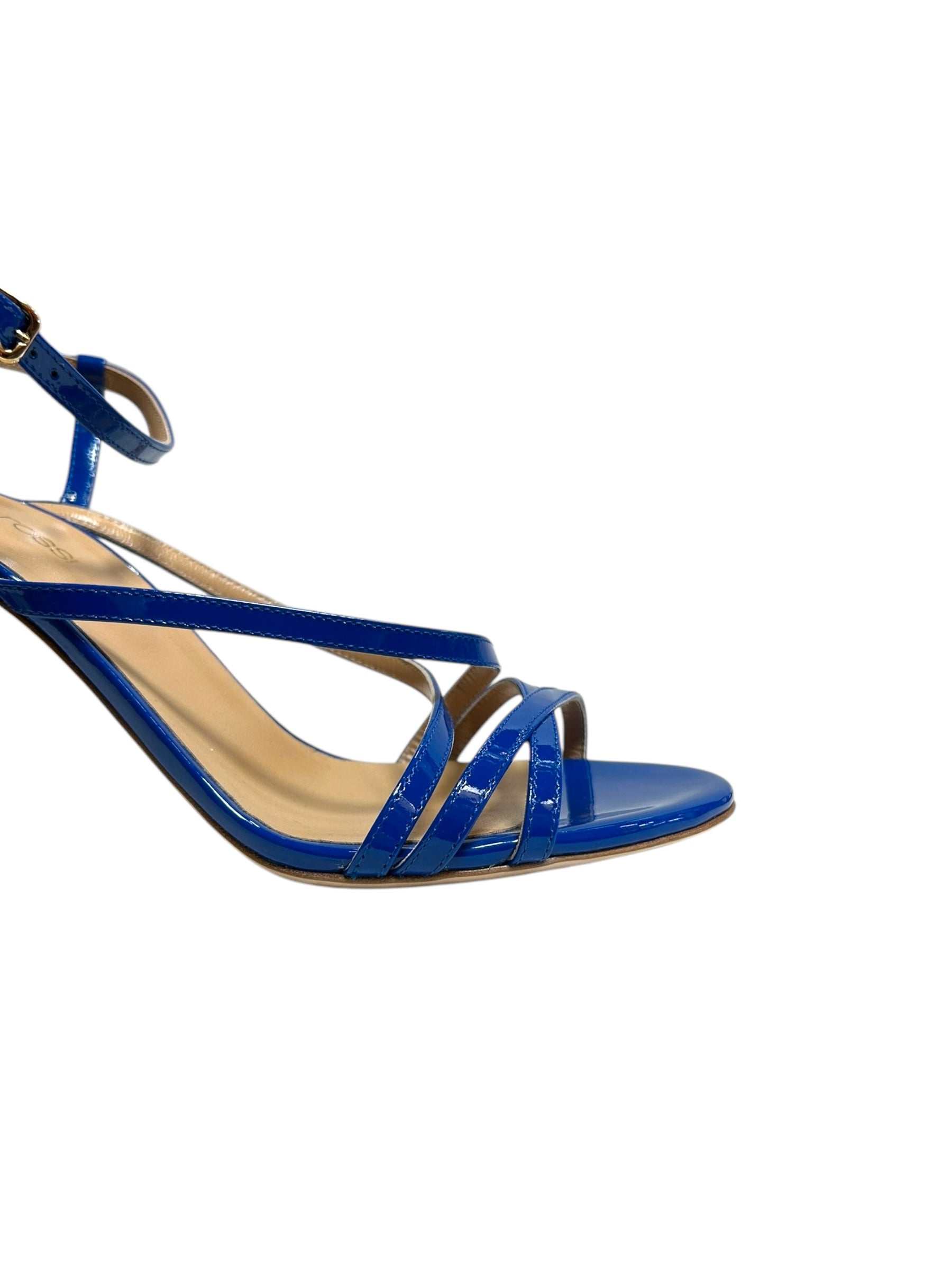 Sandales à talons Bon Ton 90 en cuir - Lapislazzuli