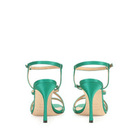 Sandales à talons 90 satinées et brides multiples en soie - Emerald Green