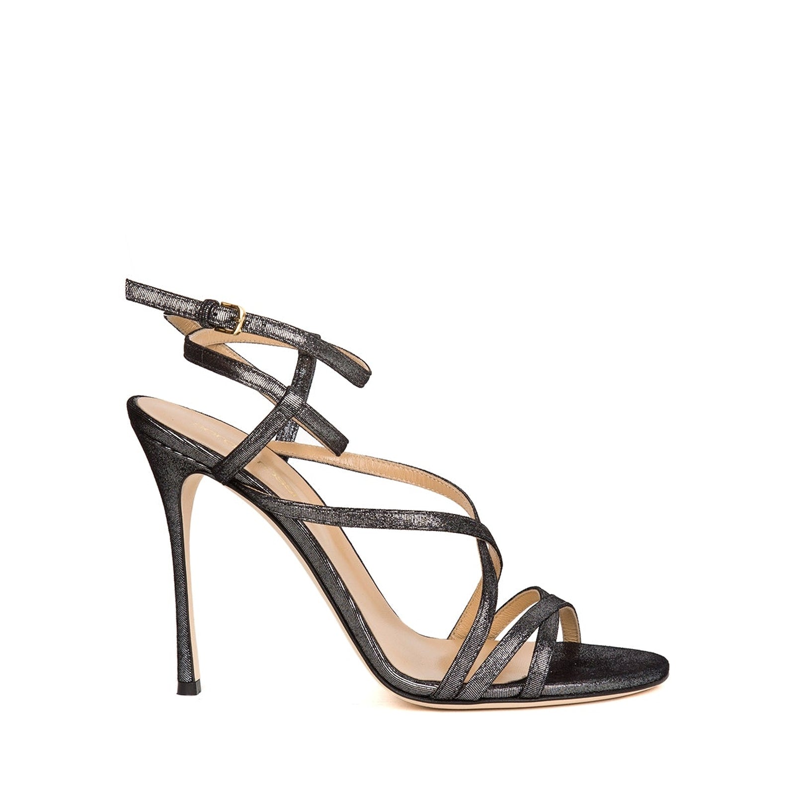 Sandales à talons 90 brides multiples en cuir - Antracite