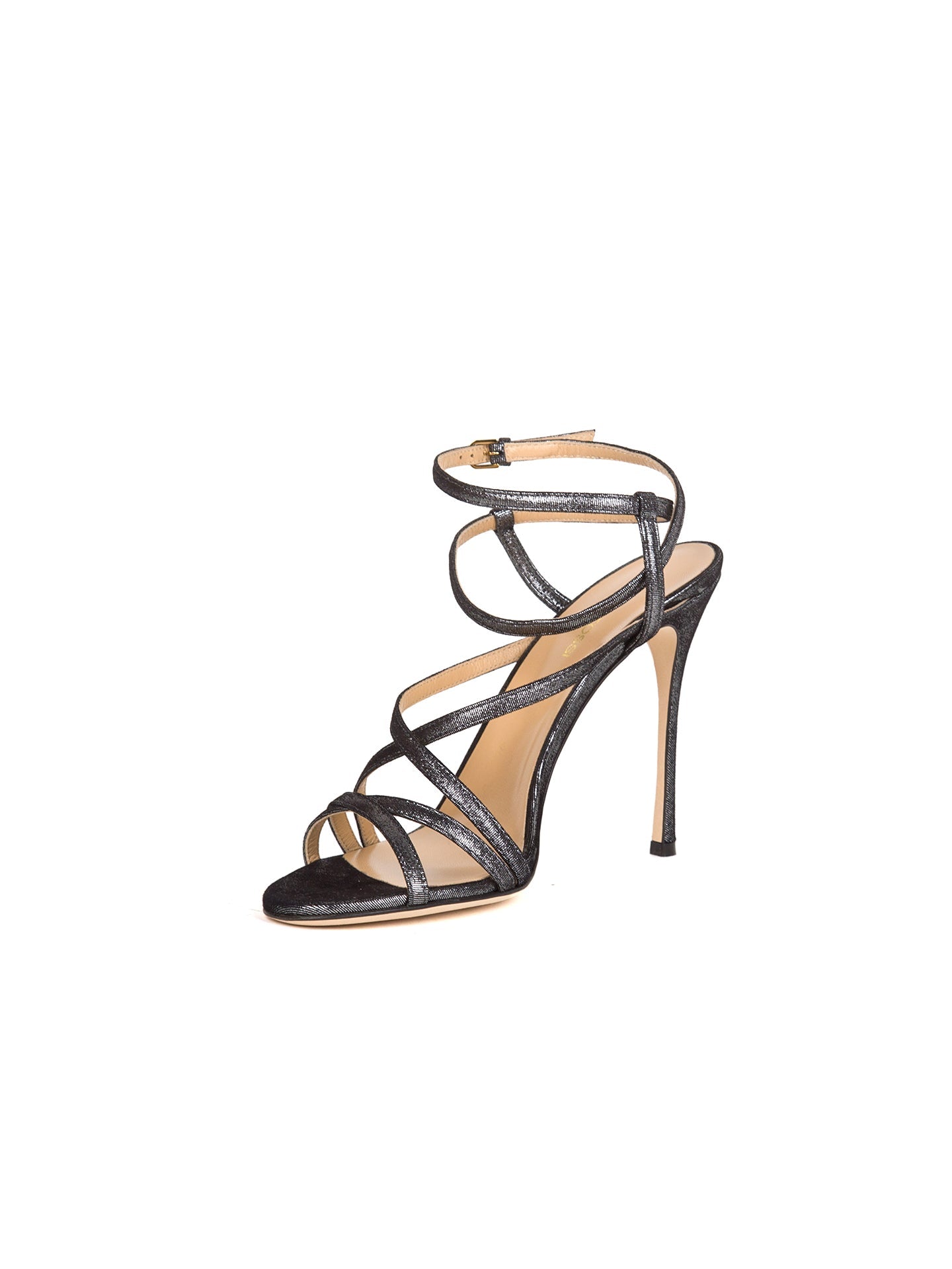 Sandales à talons 90 brides multiples en cuir - Antracite