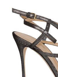 Sandales à talons 90 brides multiples en cuir - Antracite