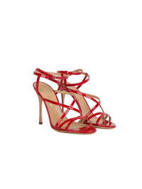 Sandales à talons Bon Ton 105 en cuir verni - Rosso Flamenco