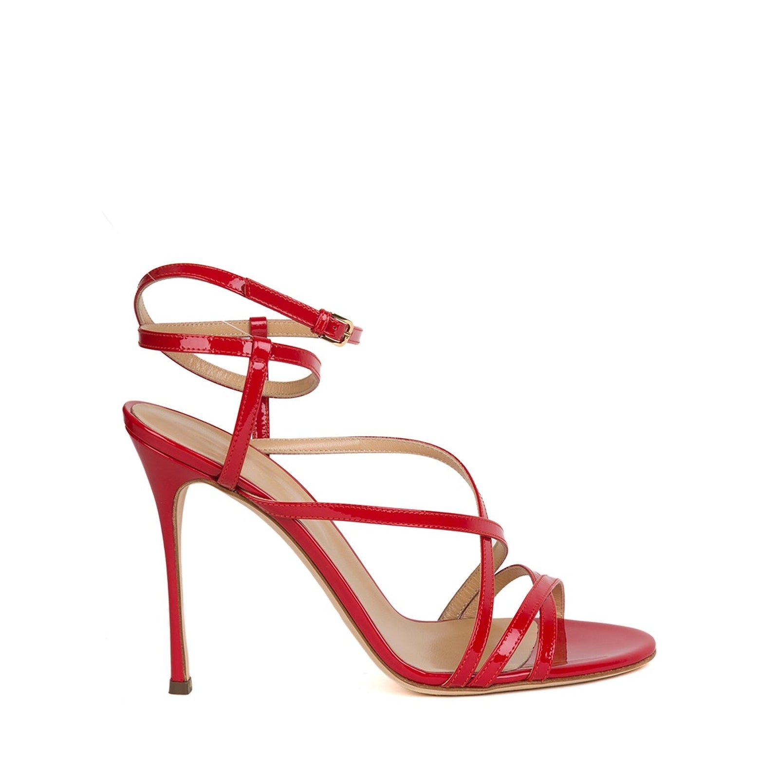 Sandales à talons Bon Ton 105 en cuir verni - Rosso Flamenco