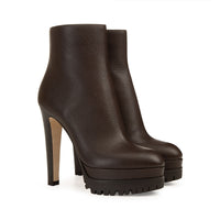 130 platform boots in leather - Fondente