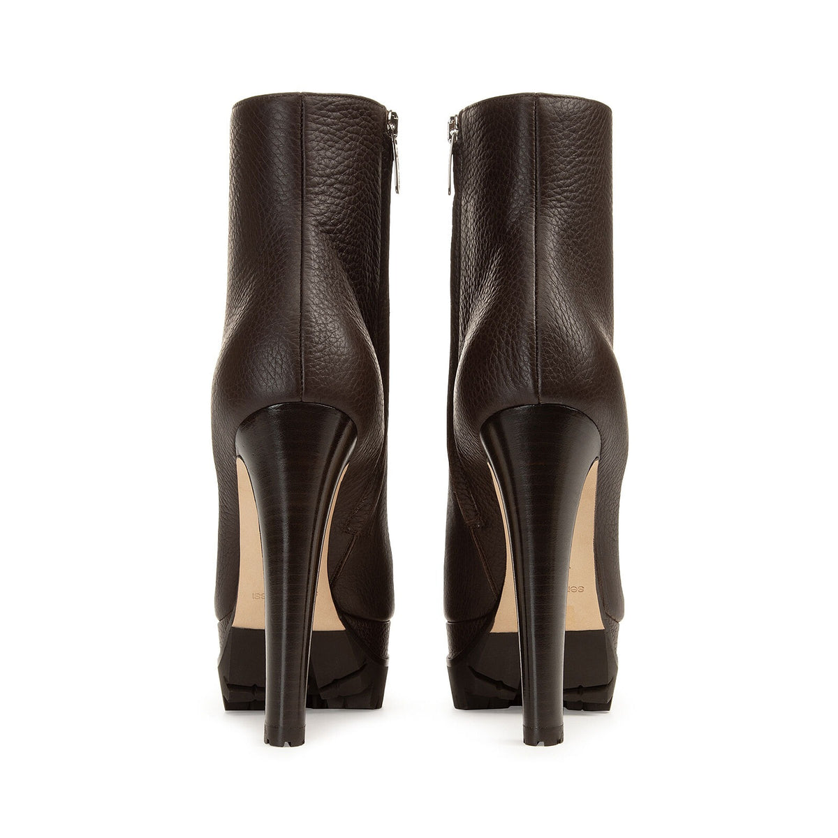 130 platform boots in leather - Fondente