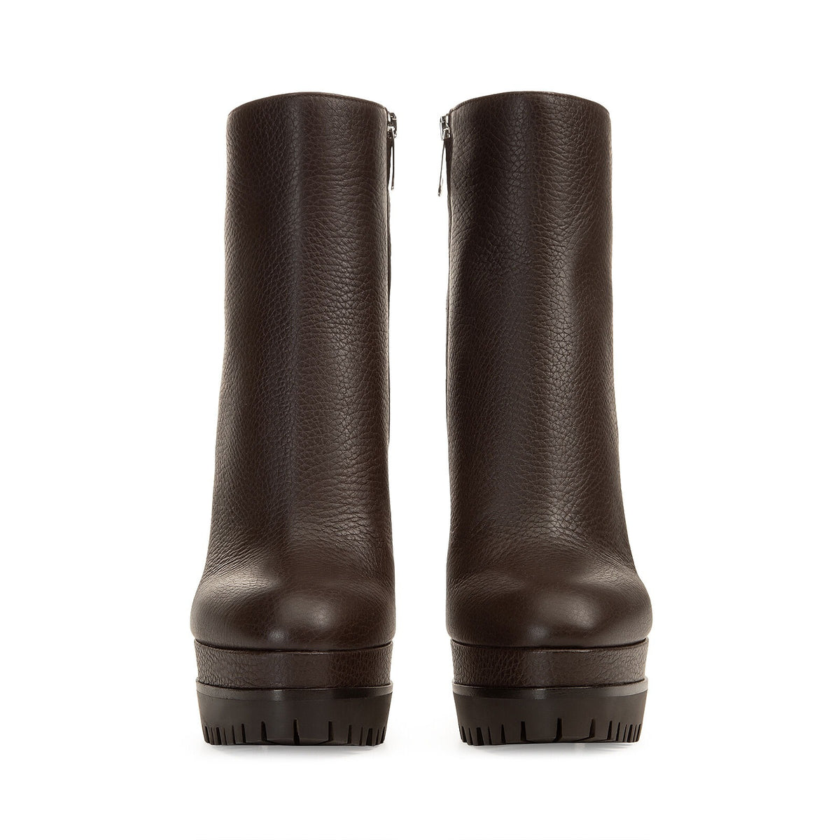 130 platform boots in leather - Fondente