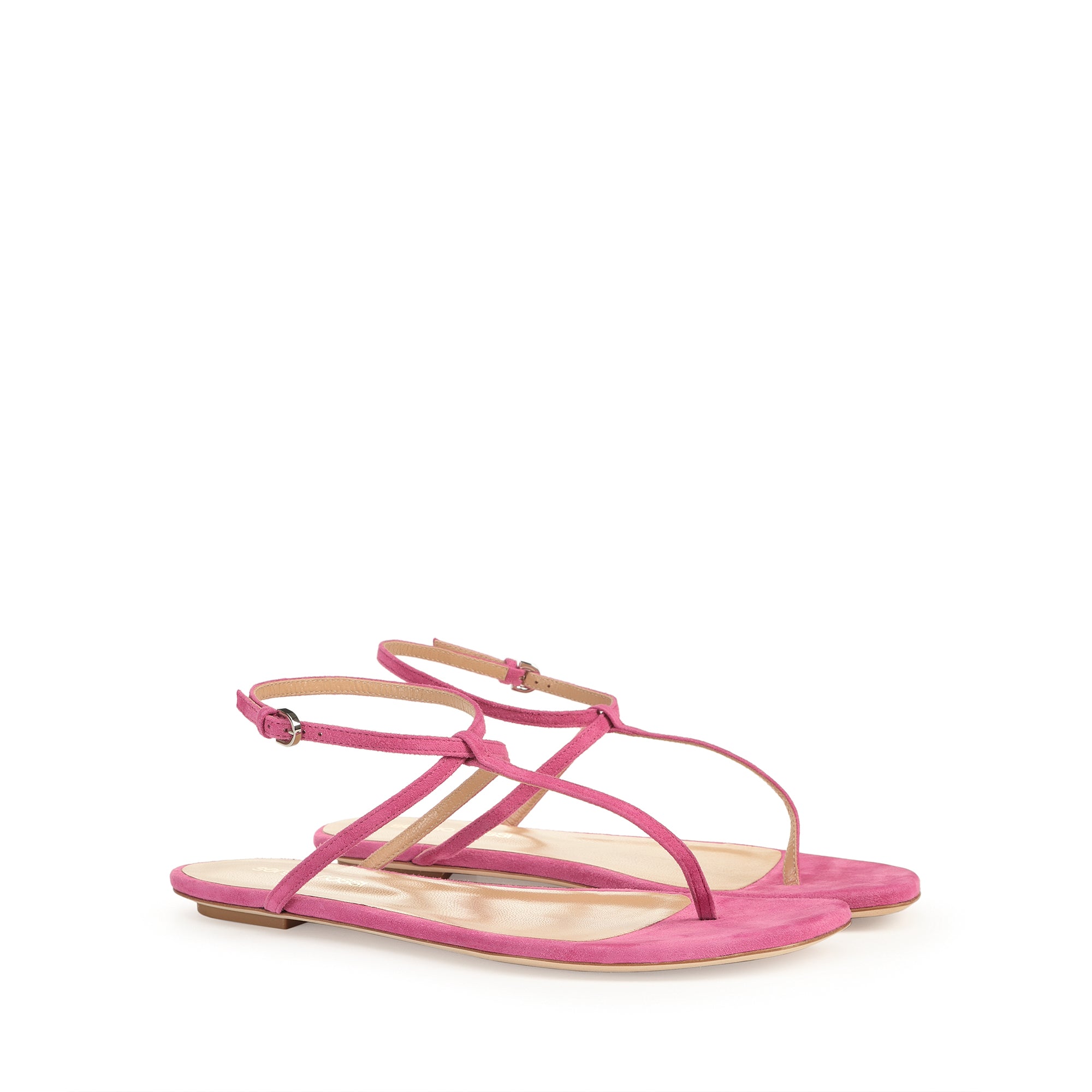 Sandales plates Dafne en daim - Dragon Fruit