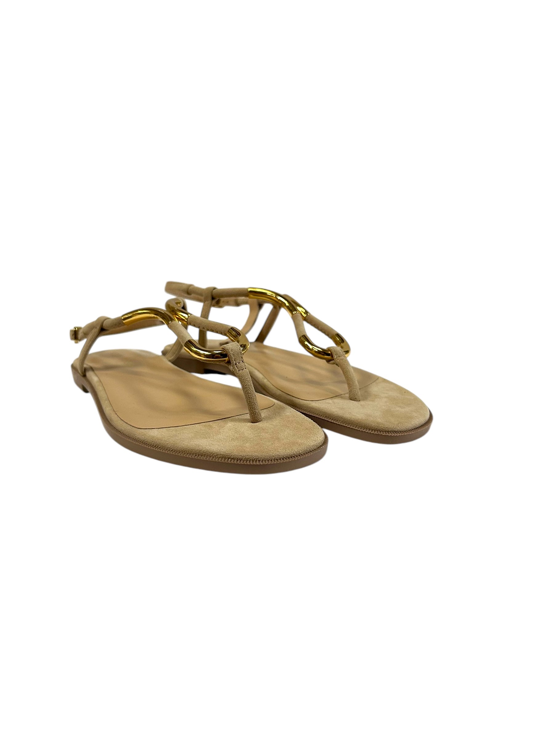 Sandales plates Twist en daim - Mandorla
