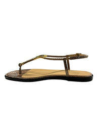 Sandales plates à lanières en cuir précieux - Bronze