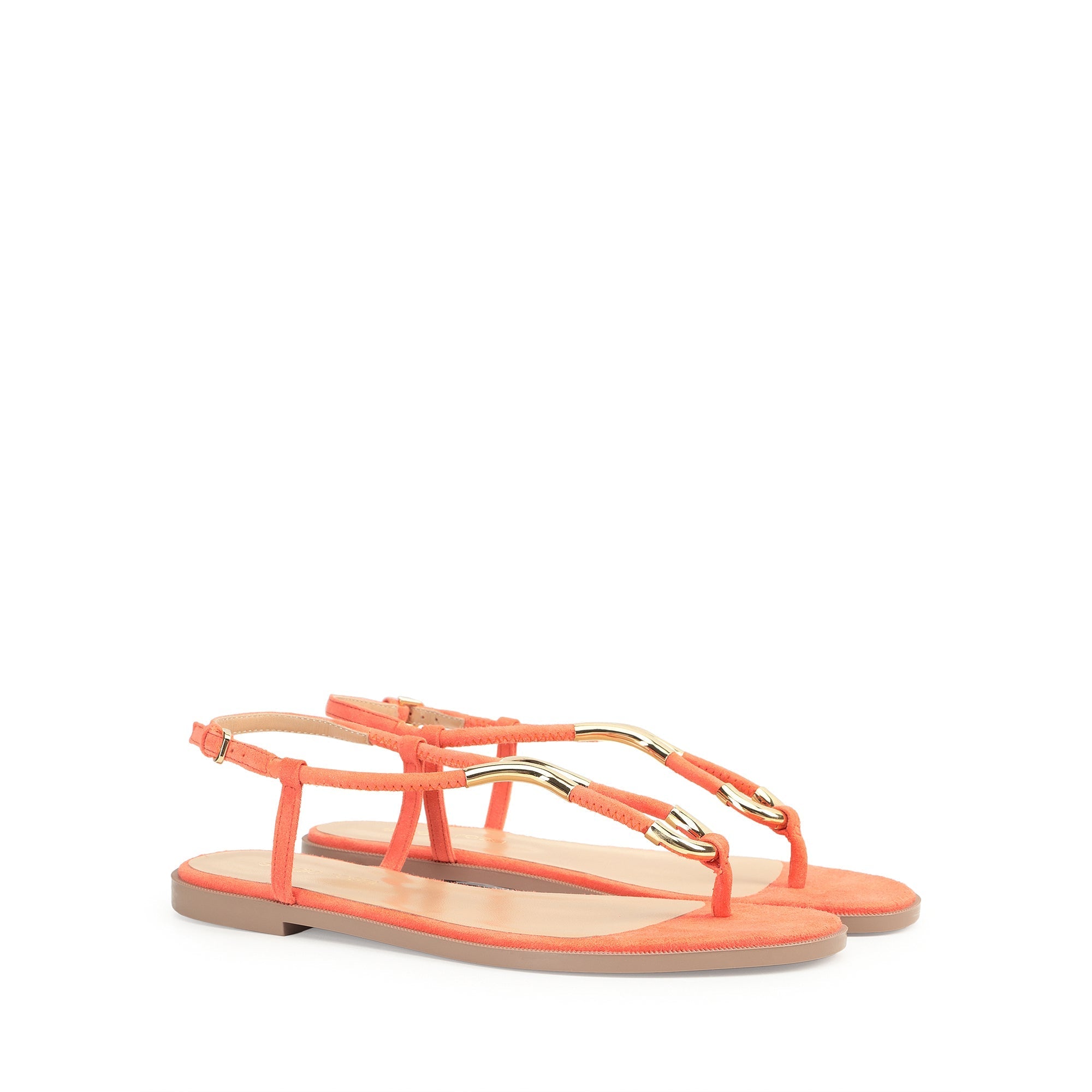 Sandales plates Twist en daim - Arancio