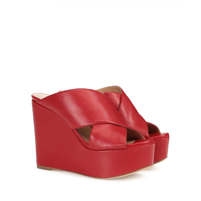 Alma wedge sandals 75 - Rosso Flamenco