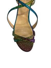 Sandales plates à paillettes en cuir - Rainbow
