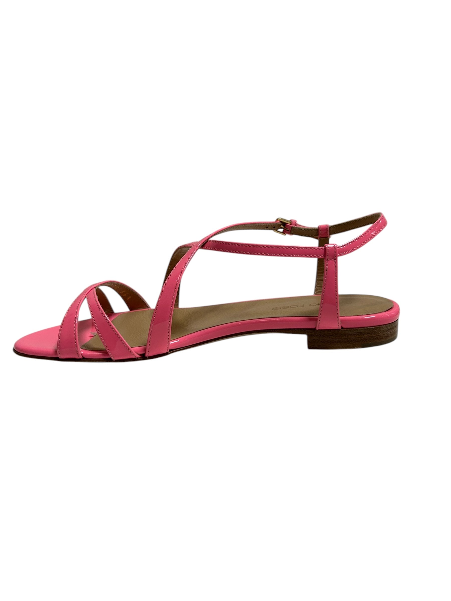 225€   Sandales plates à brides en cuir - Pink Bubble