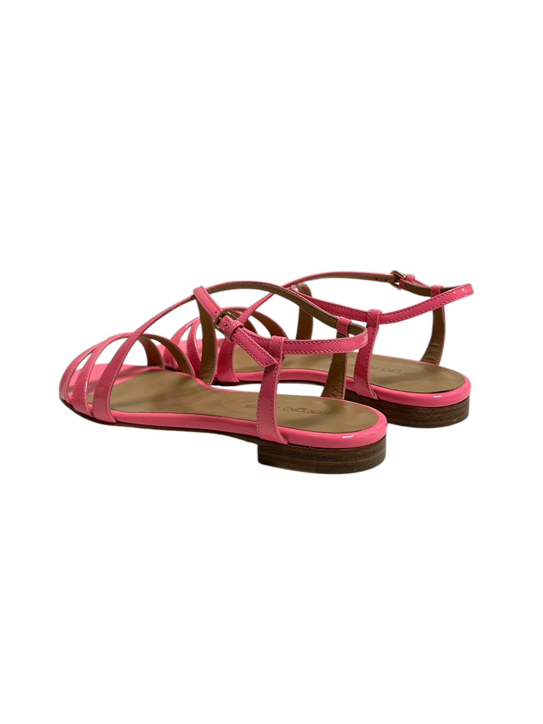 225€   Sandales plates à brides en cuir - Pink Bubble