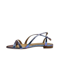Metallic leather flat sandals - Fairy Blue