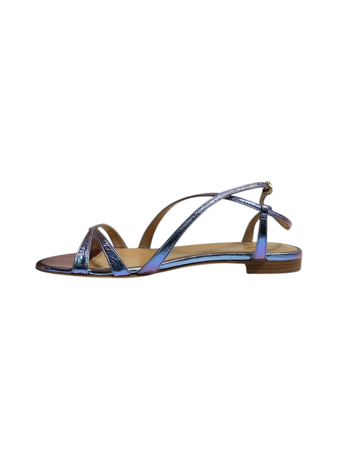 Metallic leather flat sandals - Fairy Blue