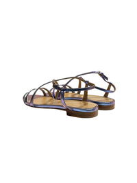Metallic leather flat sandals - Fairy Blue