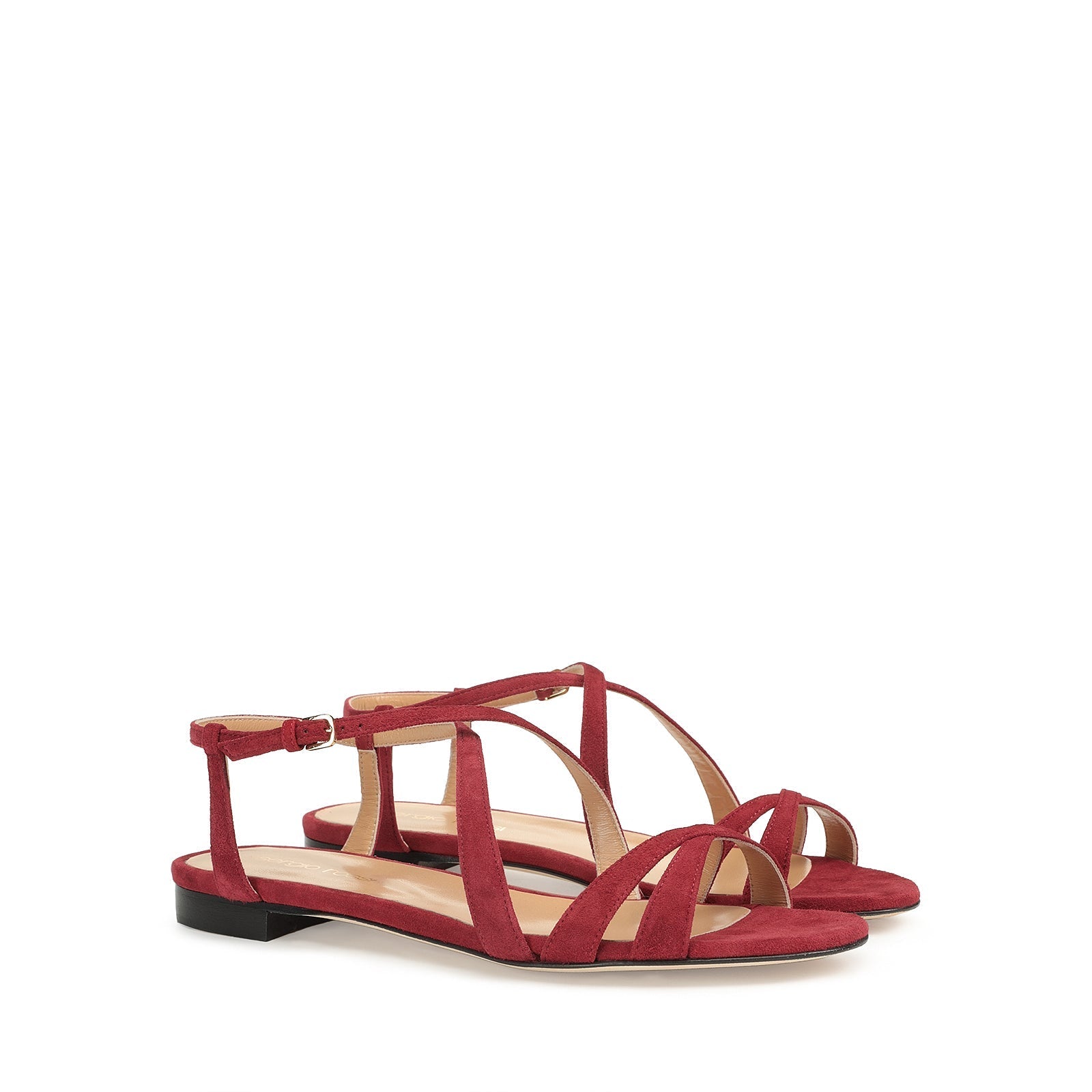 Sandales plates Gruppo A en daim - Deep Red