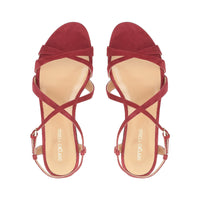 Sandales plates Gruppo A en daim - Deep Red