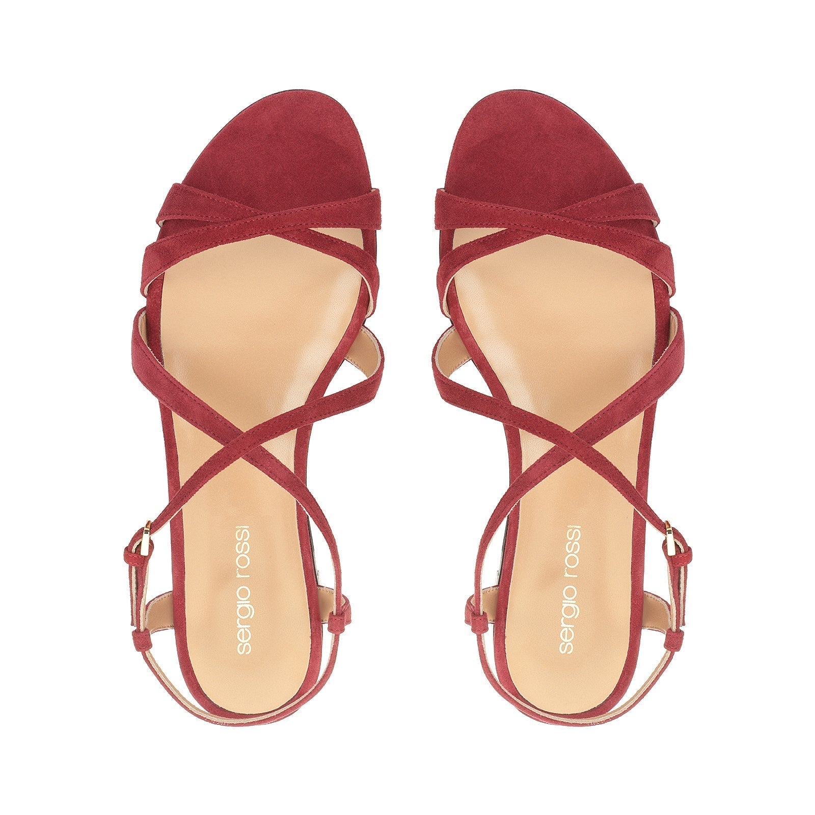 Sandales plates Gruppo A en daim - Deep Red