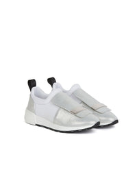Silver buckle sneakers in leather - Silver Bianco