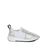 Silver buckle sneakers in leather - Silver Bianco