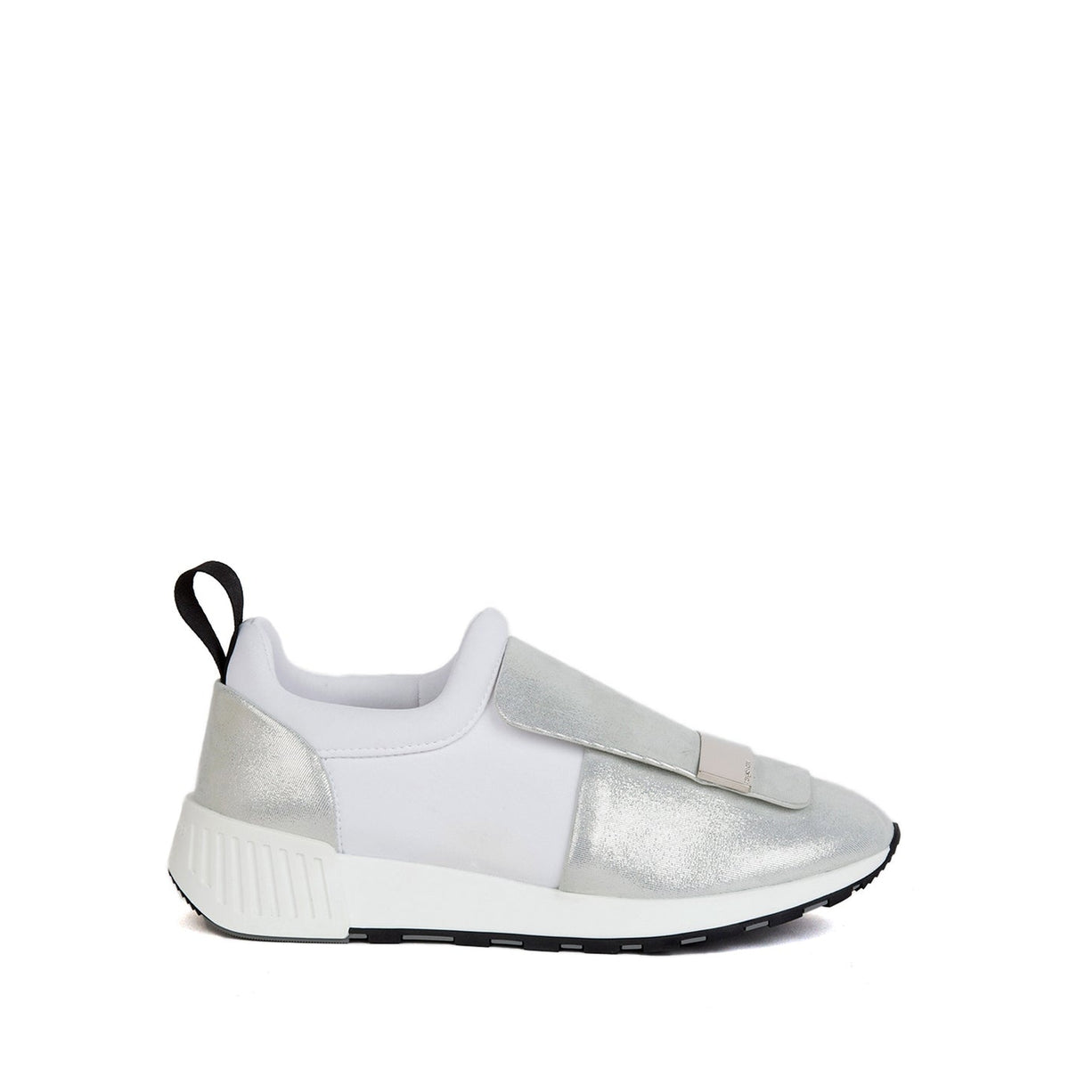 Silver buckle sneakers in leather - Silver Bianco
