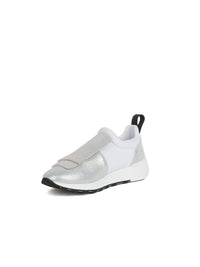 Silver buckle sneakers in leather - Silver Bianco