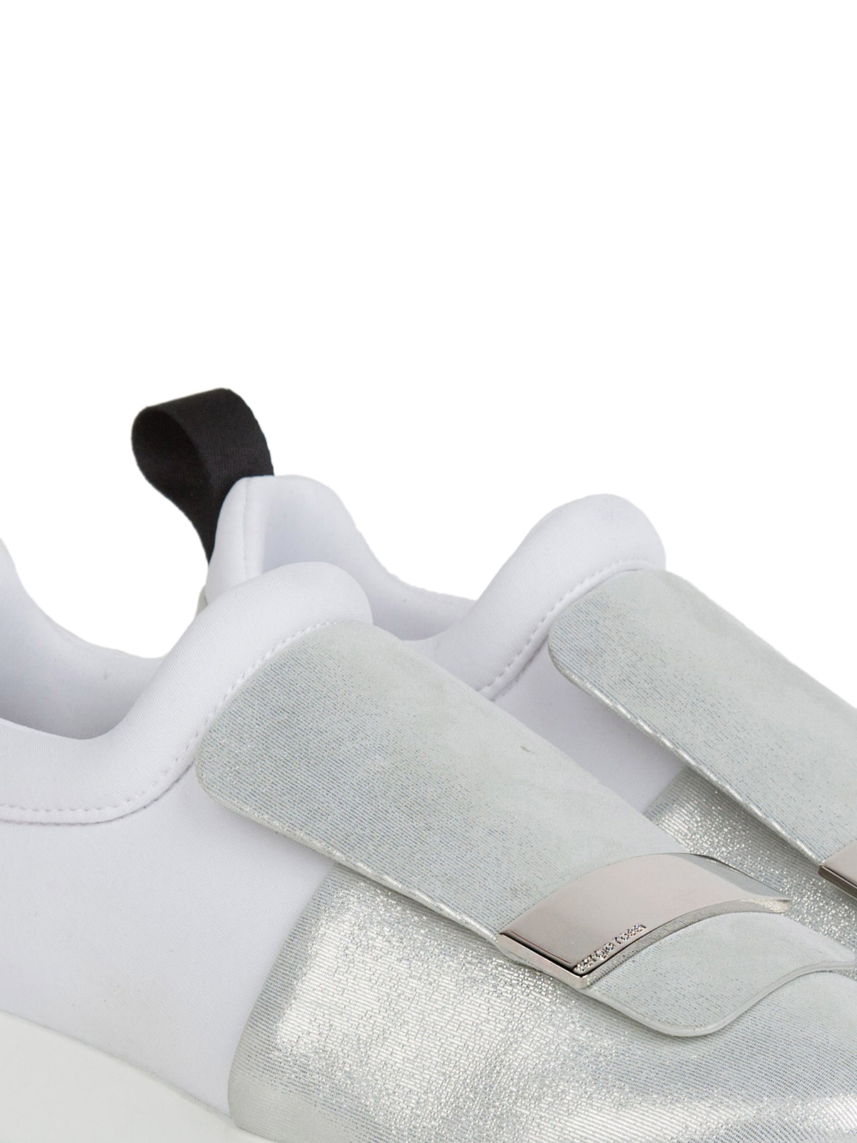 Silver buckle sneakers in leather - Silver Bianco