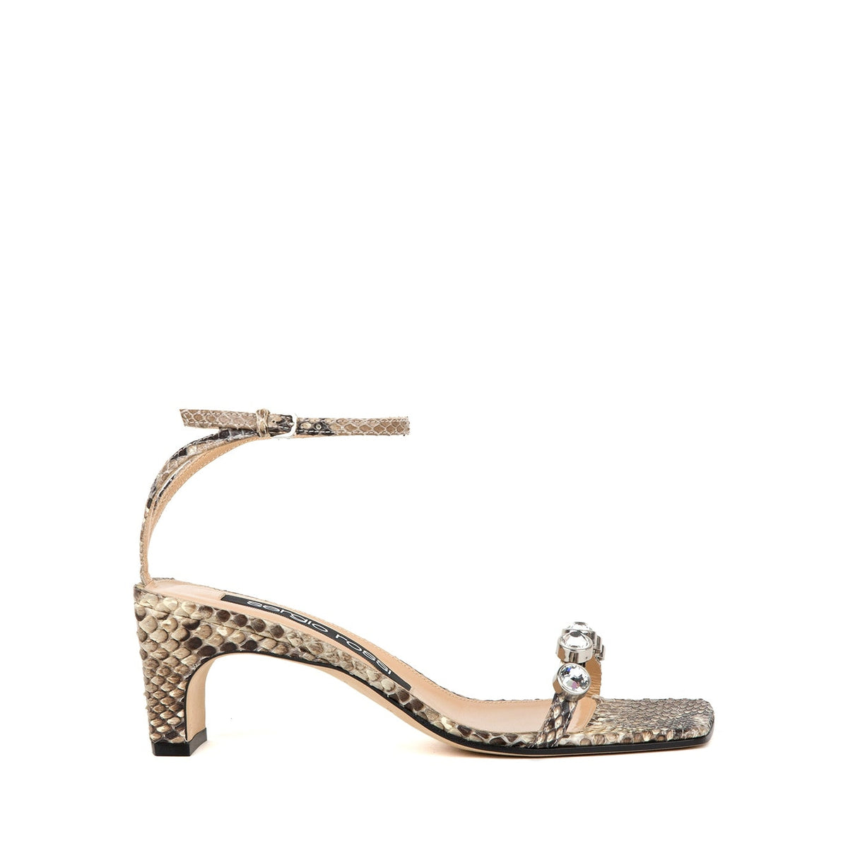 Sandales à talons 60 imprimé serpent en cuir - Roccia