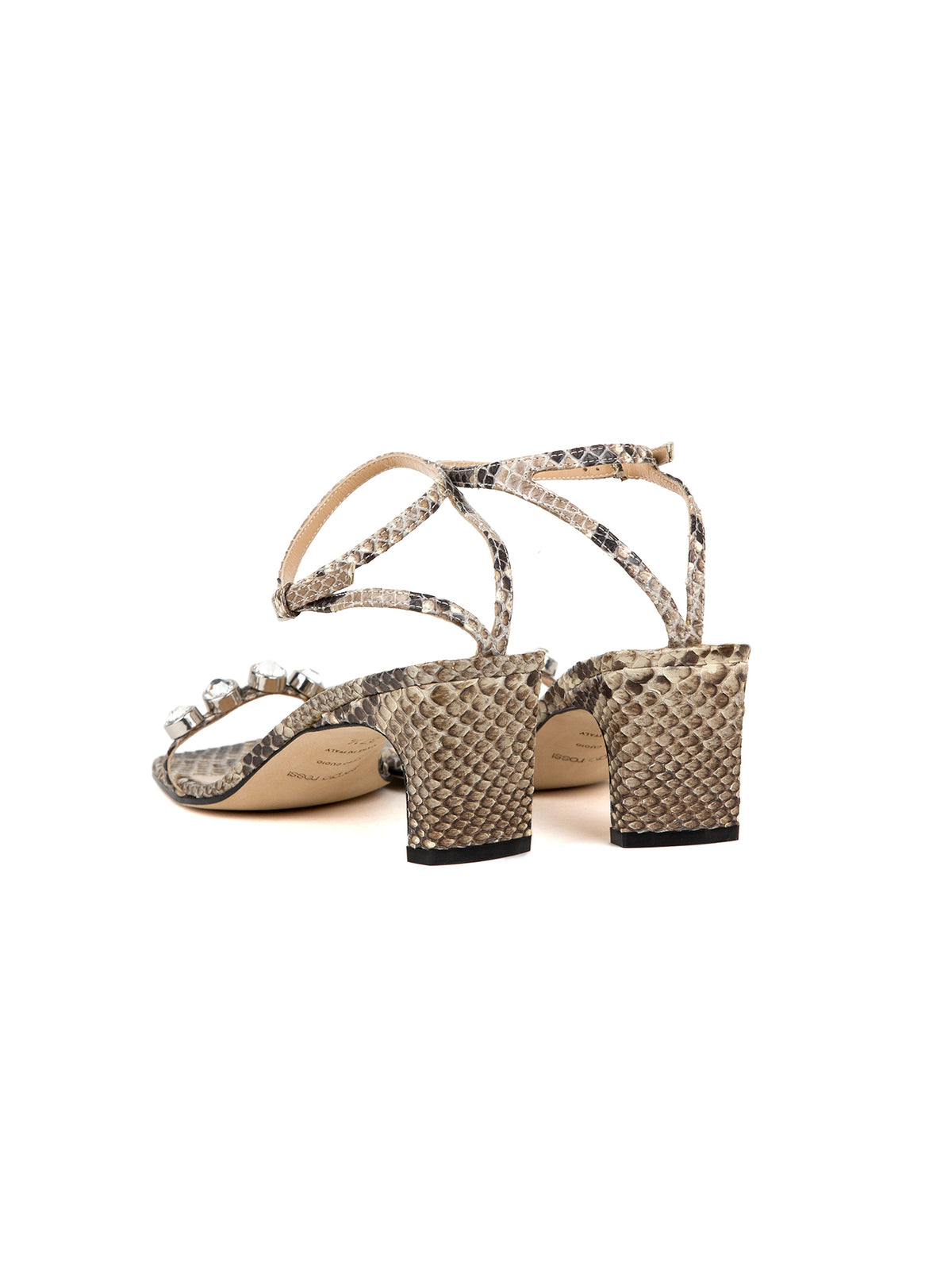 Sandales à talons 60 imprimé serpent en cuir - Roccia