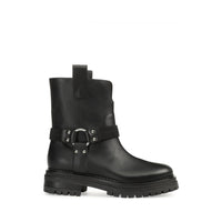 340€   Bottines Motor ceinturées en cuir - Nero