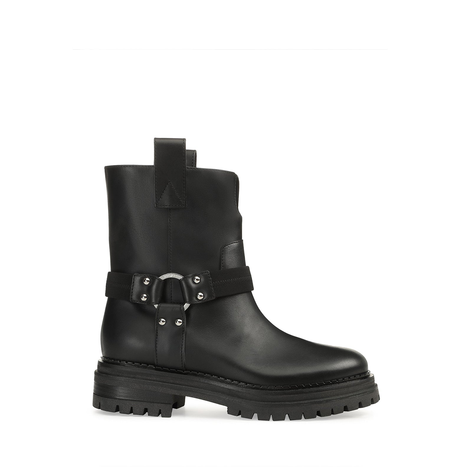 340€   Bottines Motor ceinturées en cuir - Nero