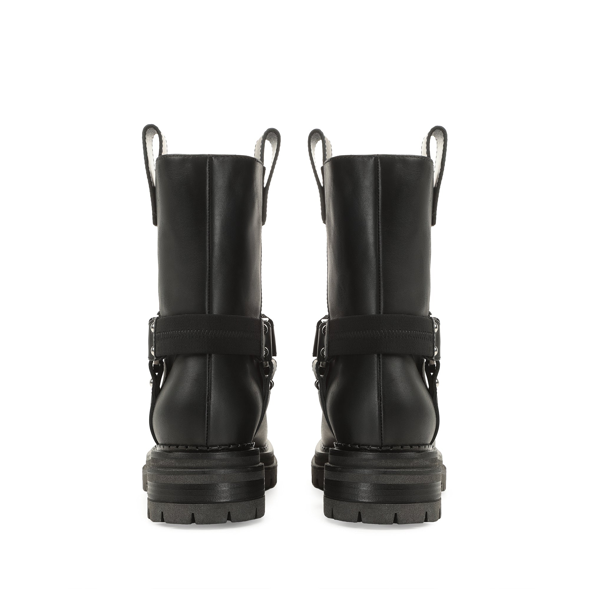 340€   Bottines Motor ceinturées en cuir - Nero
