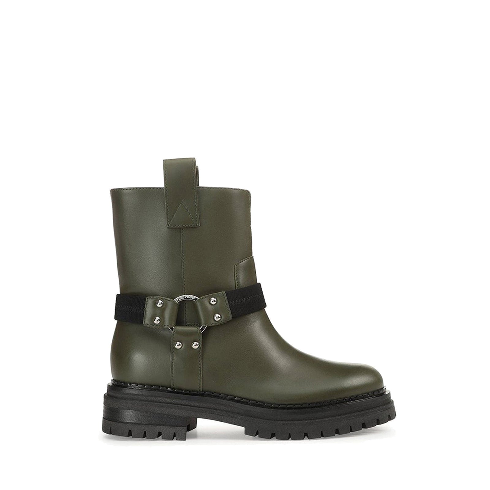 Bottines Motor ceinturées en cuir - Military