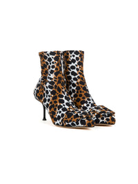 Bottines à talons 80 imprimées animal en tissu - Bianco