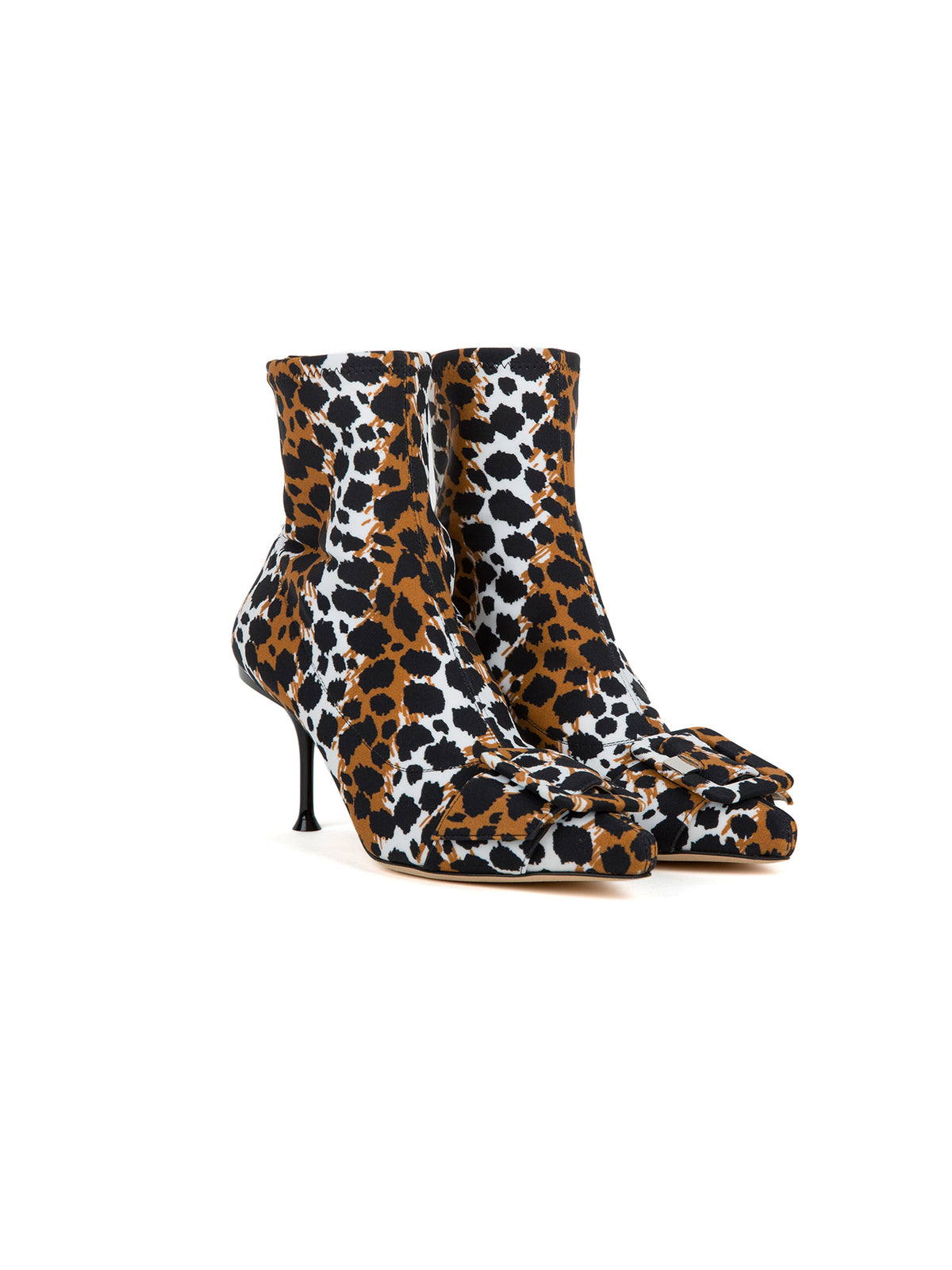 Bottines à talons 80 imprimées animal en tissu - Bianco