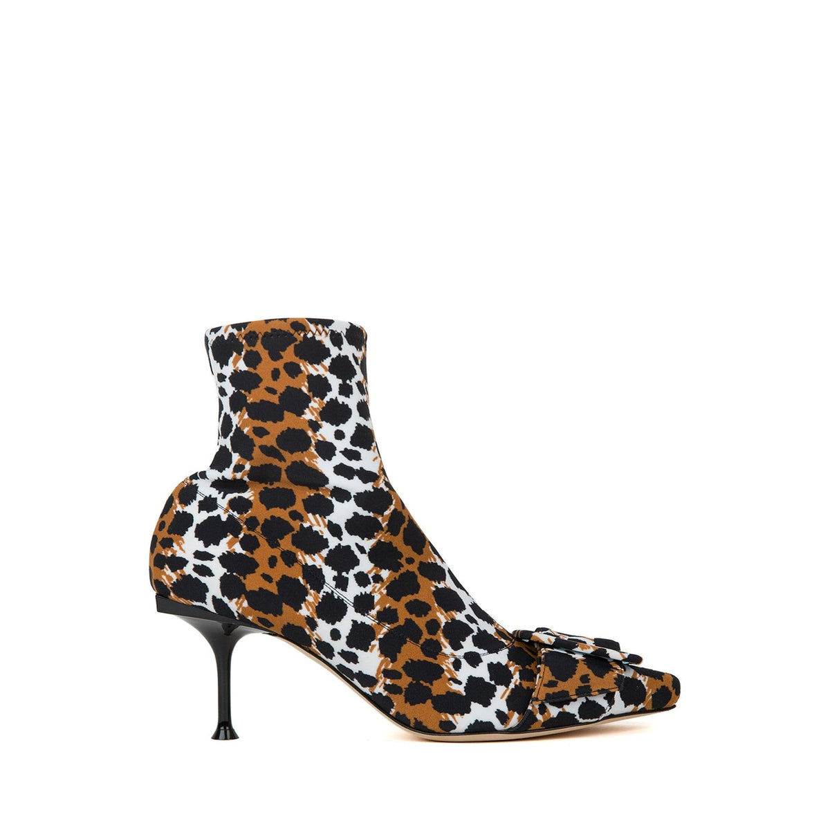 Bottines à talons 80 imprimées animal en tissu - Bianco