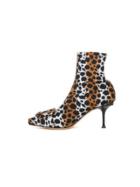 Bottines à talons 80 imprimées animal en tissu - Bianco