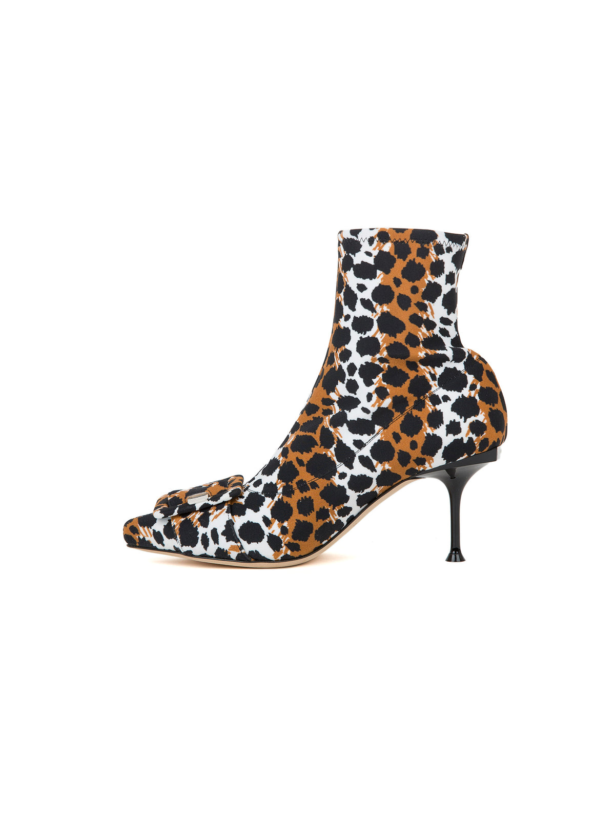 Bottines à talons 80 imprimées animal en tissu - Bianco