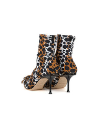 Bottines à talons 80 imprimées animal en tissu - Bianco