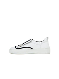Sneakers à large bride en cuir - Bianco Navy
