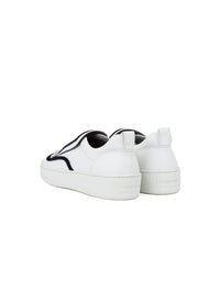 Sneakers à large bride en cuir - Bianco Navy