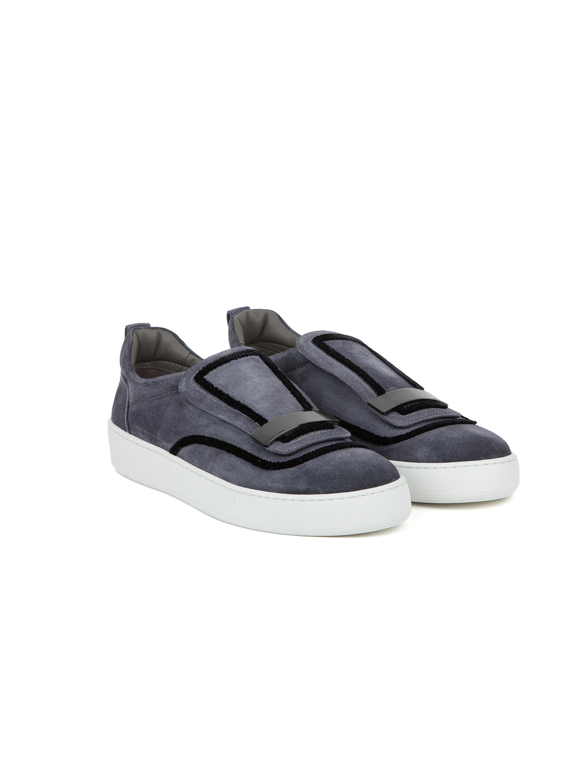 Sneakers à garniture texturée en daim - Dark Grey Nero