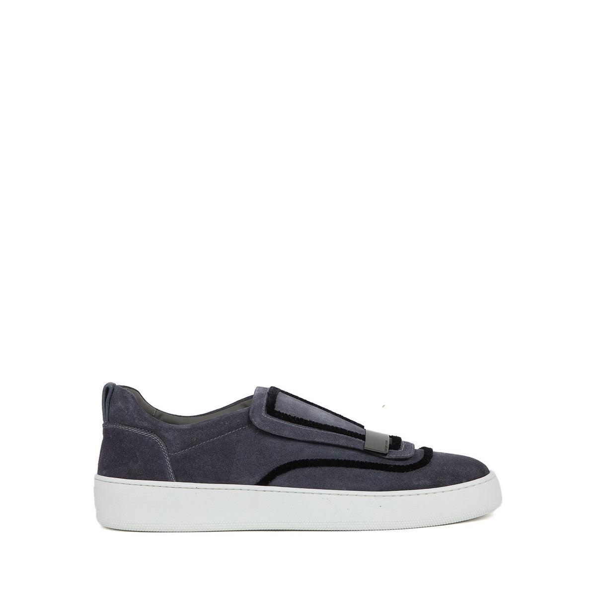 Sneakers à garniture texturée en daim - Dark Grey Nero