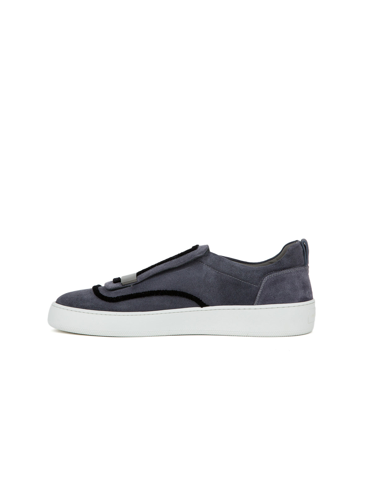 Sneakers à garniture texturée en daim - Dark Grey Nero